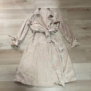 Meshki Satin Beige Trench Coat